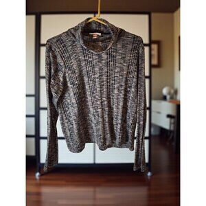 Knox Rose Plaid Cowl Neck Sweater Top XXL Gray Black Cozy Stretch Lounge